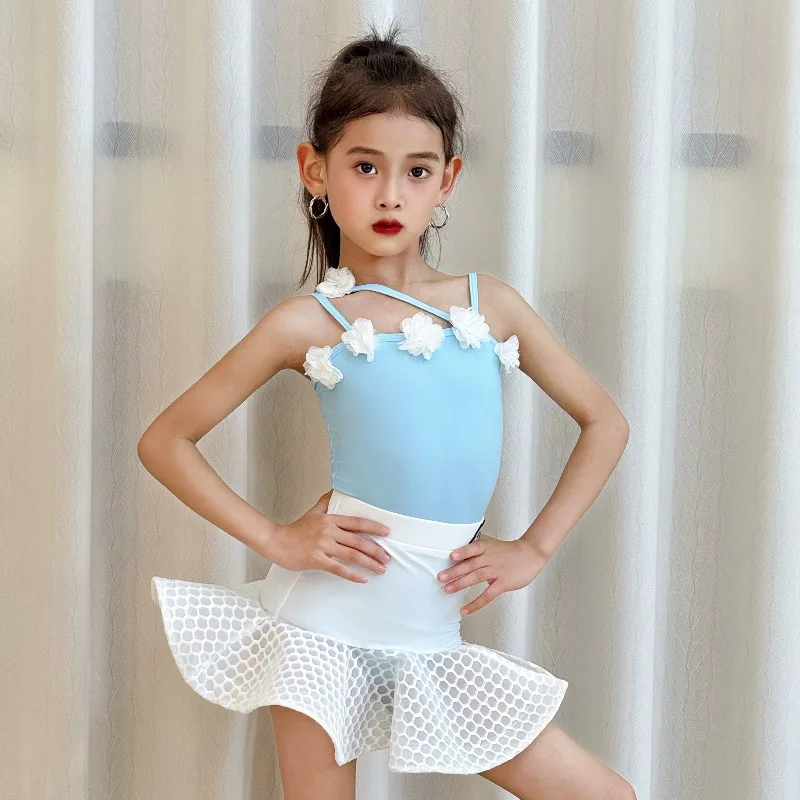 Girls Latin Dance Dress Summer Elegant Practice Costume Kids Ballroom Performance Wear Rumba Samba Professional Dance Outfit - view 6