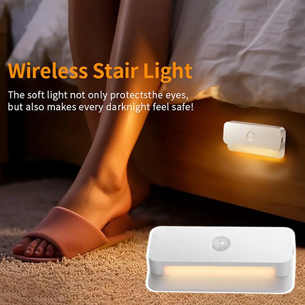 1/2PCS Motion Sensor Night Light Wireless Magnetic Wall Lamp Warm Soft Glow Smart Induction Light For Stairs Hallway Bedroom