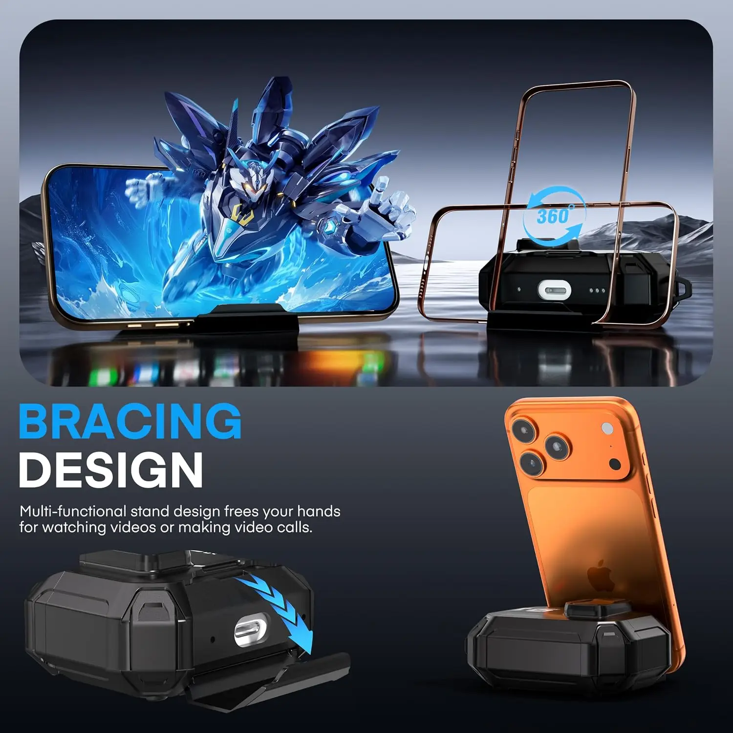 New for AirPods Pro 3/4 Case with Magnetic Lock Lid Compatible with Magsafe Phone Stand Design Case Cover for AirPods Pro 2/Pro