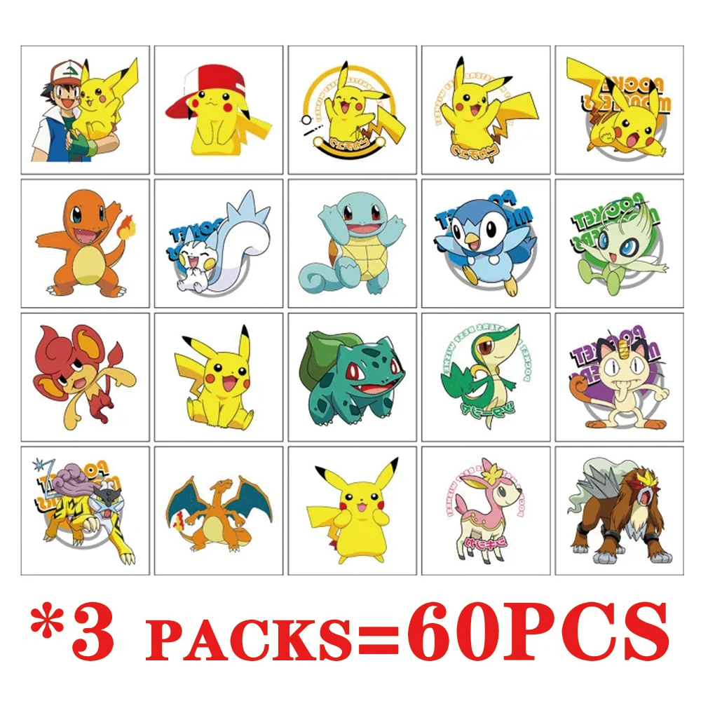 20 Stück Pokemon-Aufkleber für Kinder, Pikachu-Aufkleber, lustige Cartoons, für Kinder, Mädchen, Weihnachten, Geburtstag, Geschenk, Belohnungsaufkleber, Spielzeug