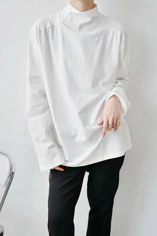 UMI MAO Yamamoto Dark New Niche Simple Half High Neck Retro Bottoming Shirt Korean Version Long-sleeved T-shirt Men Women Y2K