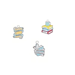 Acrylic Books Charms for Jewelry Making Student School Reading Pendant DIY Accessories Wholesale Bulk подвеска книга 10PCS