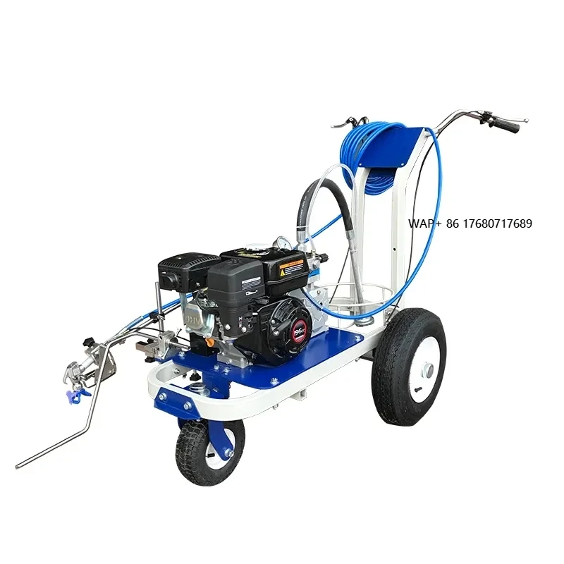 Hand Push Cold Spray Road Marking Machine with Engine and Pump for Driving School Playground Runway Shopping Mall Parking Lot