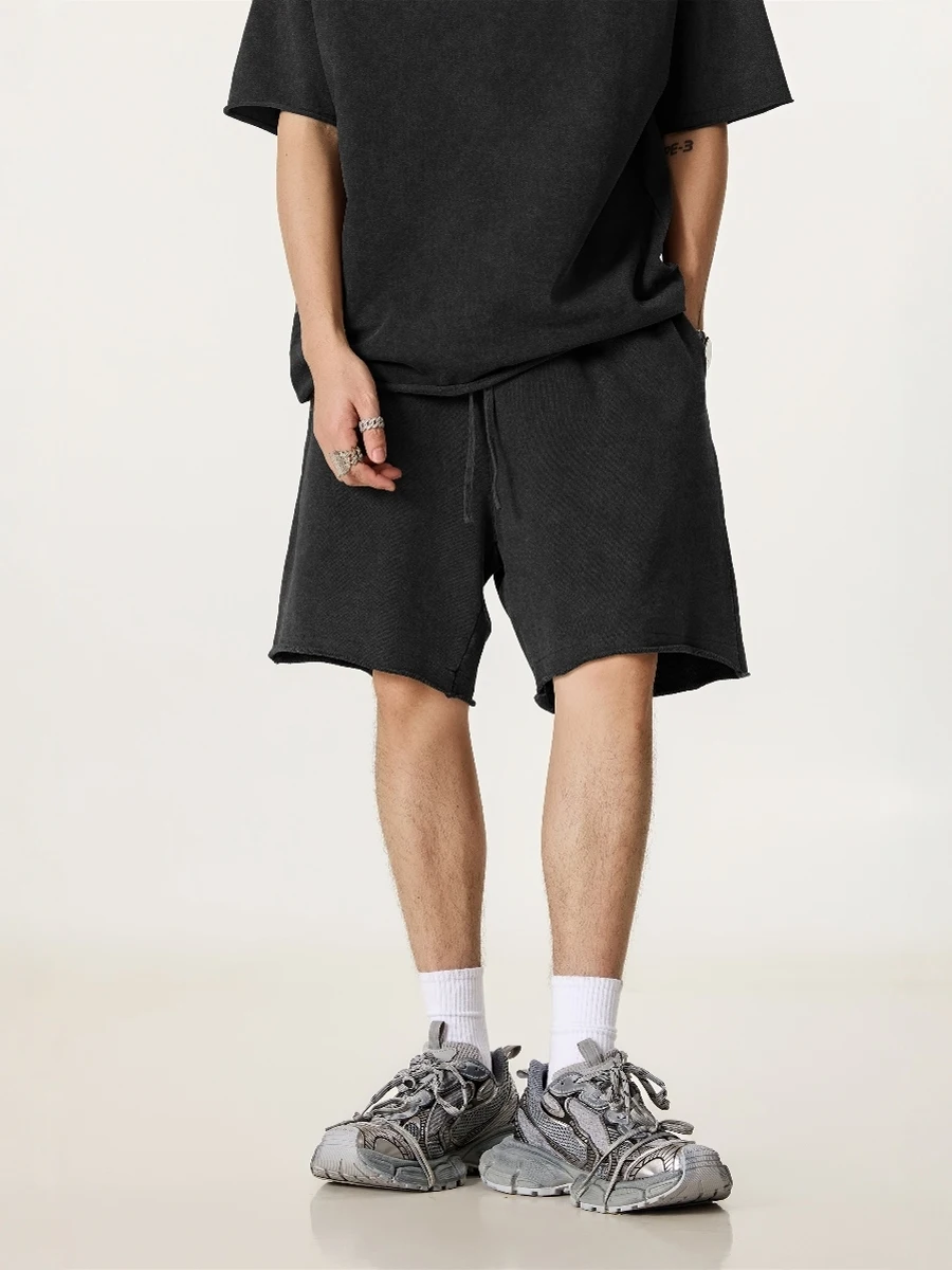 

Мужские повседневные шорты Glow Box 2025SS из состаренного хлопка с винтажным синим узором, длиной до колена