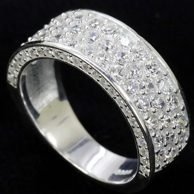 25x8 мм, 5,7 г, роскошные кольца Jazaz с белым сапфиром CZ, подарочные кольца из настоящего твердого серебра 925 пробы