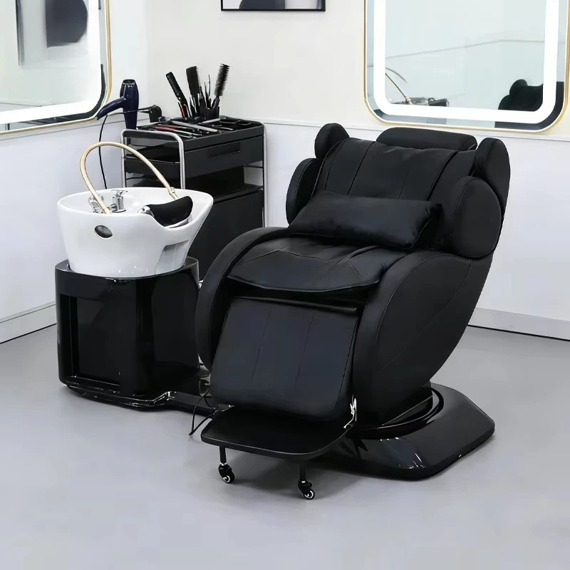 Wash Bowl Sink Hairdresser Head Spa Electric Shampoo Spa 180 Degree Flat with Headrest for Salon Head Therapy
