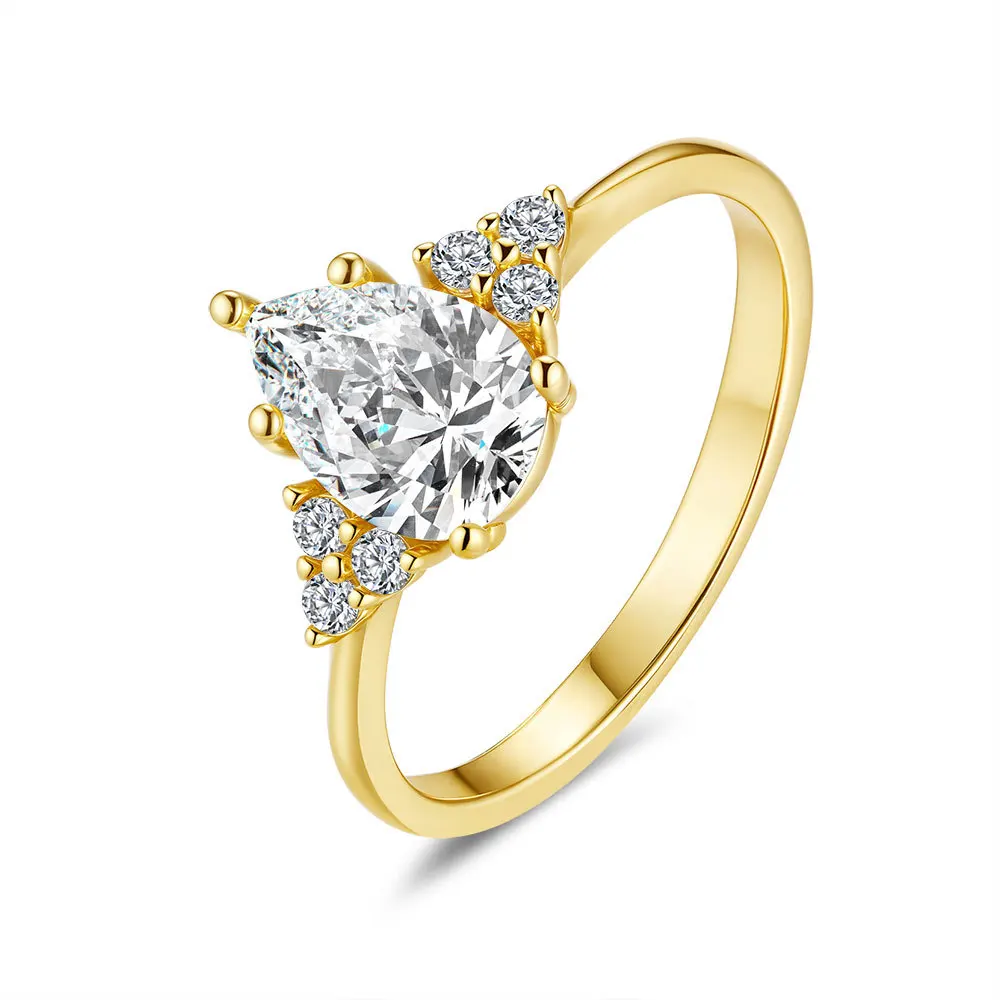 

Apexelle Brand Fashion Jewelry 925 Sterling Silver Rings For Women Pear Shaped Cut Zircon Ring Daily Wear Fine Jewelry