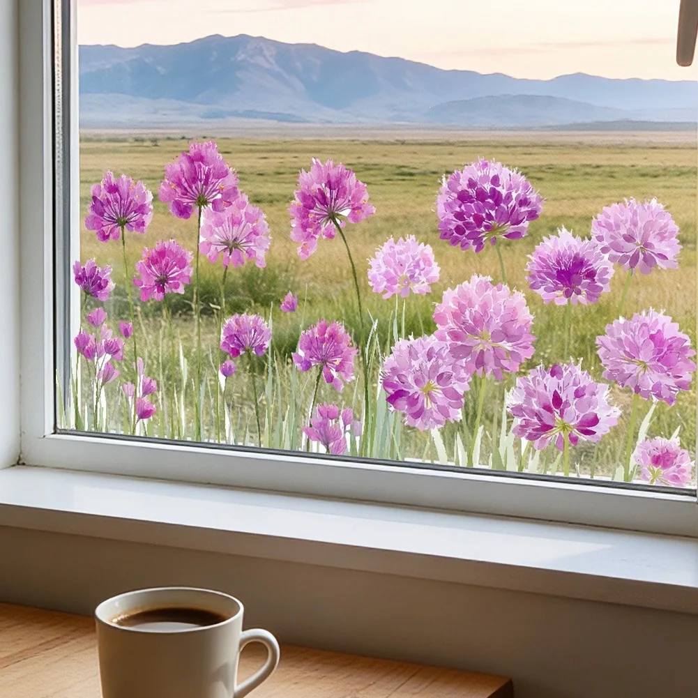 Self PVC Floral Wall Decal for Living Room Bedroom Decor Anti Static Waterproof 60x28cm Purple Lavender Design