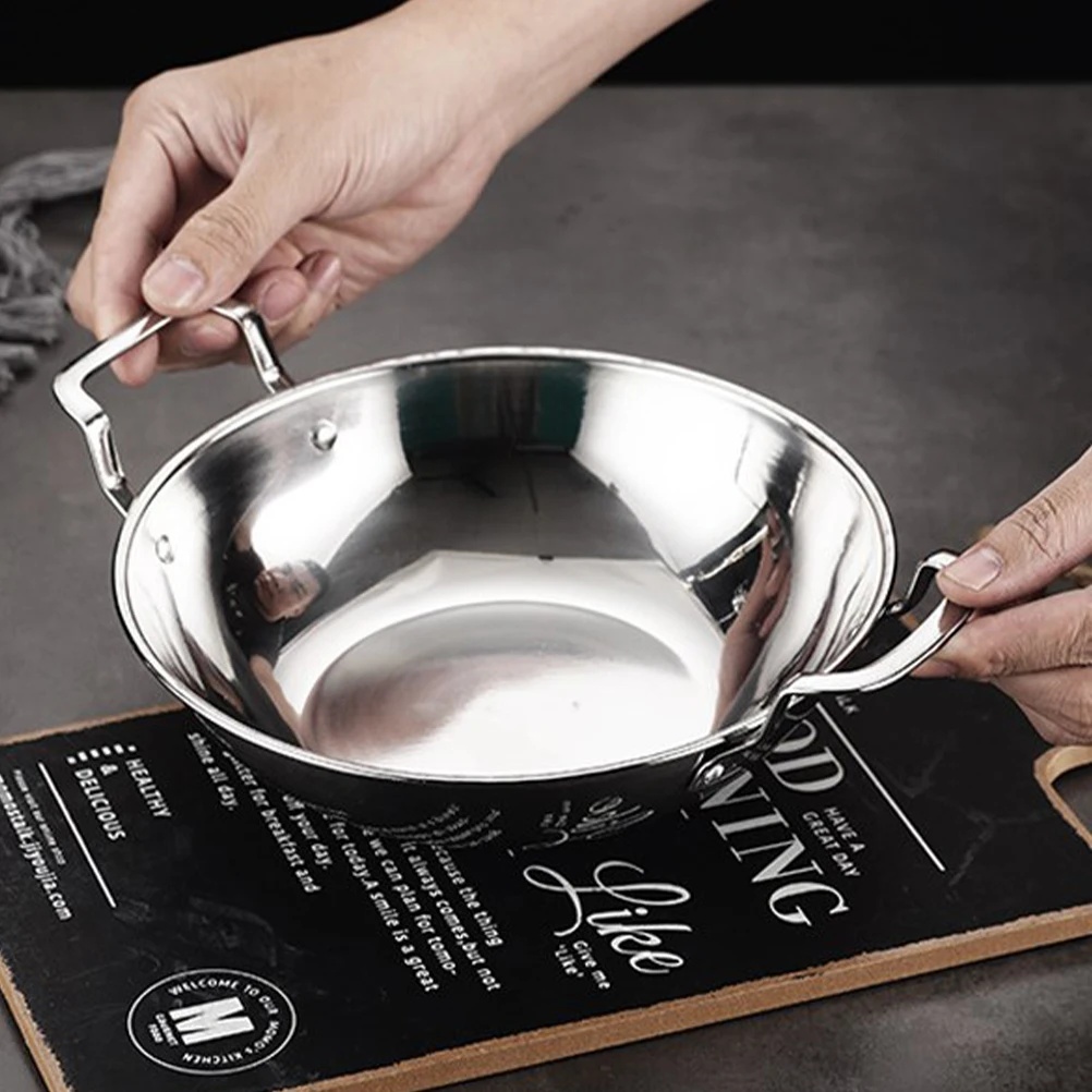 

Round 10 Inch Griddle Pan Stainless Steel Cooking Pot Kitchen Accessory Smooth Fry Hot Pot Cookware