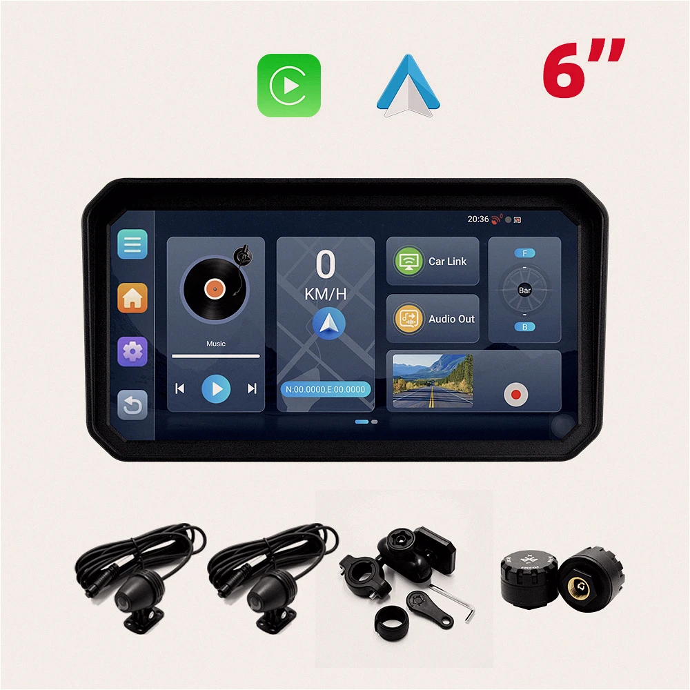 

4G Motorcycle Dash Cam with 6 Inch Large Screen, IP67 Waterproof, HD Video Recording, Real-Time GPS Tracking,