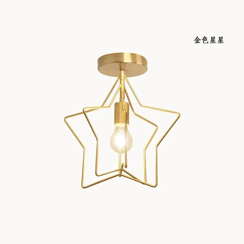 Nordic Creative Bedroom Lamp Five Pointed Star Lamp Industrial Fashion Children Light Simple Aisle Iron Star Ceiling Lamps