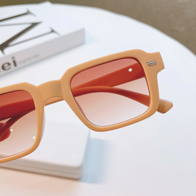 Retro Rice Staple Rechteckige Sonnenbrille mit kleinem Rahmen für Damen – Detail 9