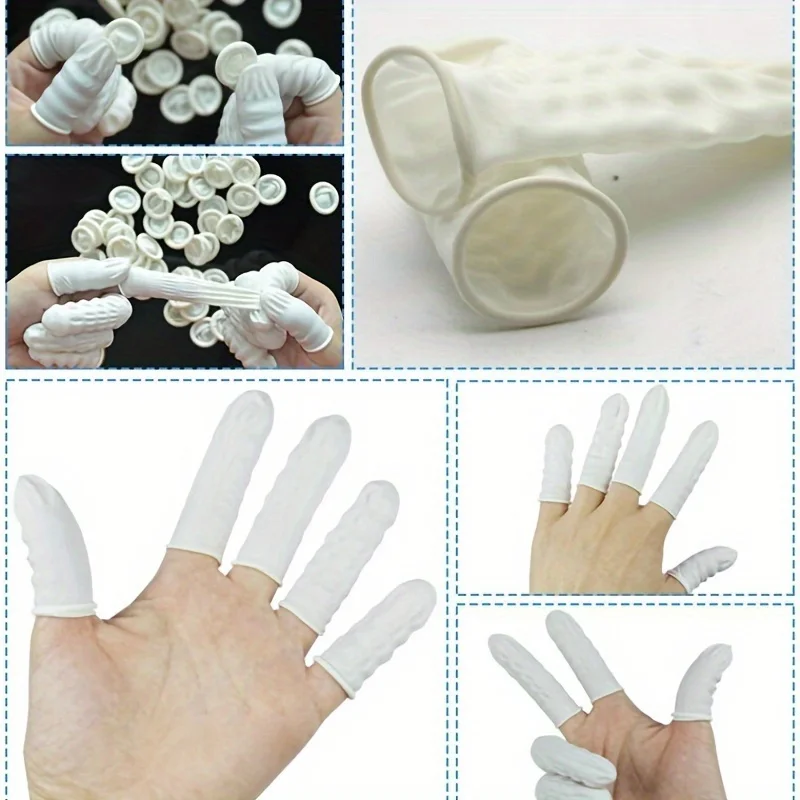 Fotografia 6: Protetores de Dedo de Borracha 50/200 Peças, Resistentes ao Desgaste, Altamente Elásticos, Antiderrapantes, Luvas de Látex para Proteção em Eletrônicos e Medicina