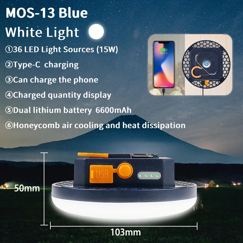 MOSLIGHTING Портативный фонарь 9900 мАч с высокой яркостью — фото товара