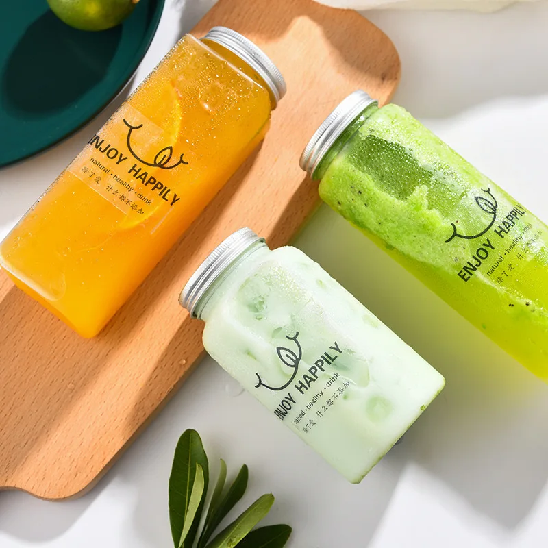 고품질 일회용 투명 PET 음료 컵 350ml 500ml 650ml 테이크아웃 사각 보바 티 음료 주스 플라스틱 병