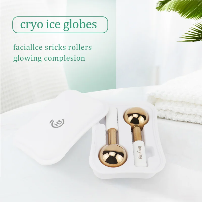 Hot Selling Skin Ice Globes Rose Gold Cooling Facial Ice Globes Beauty Roller Stainless Steel Magic Metal Cold Therapy Hand Held