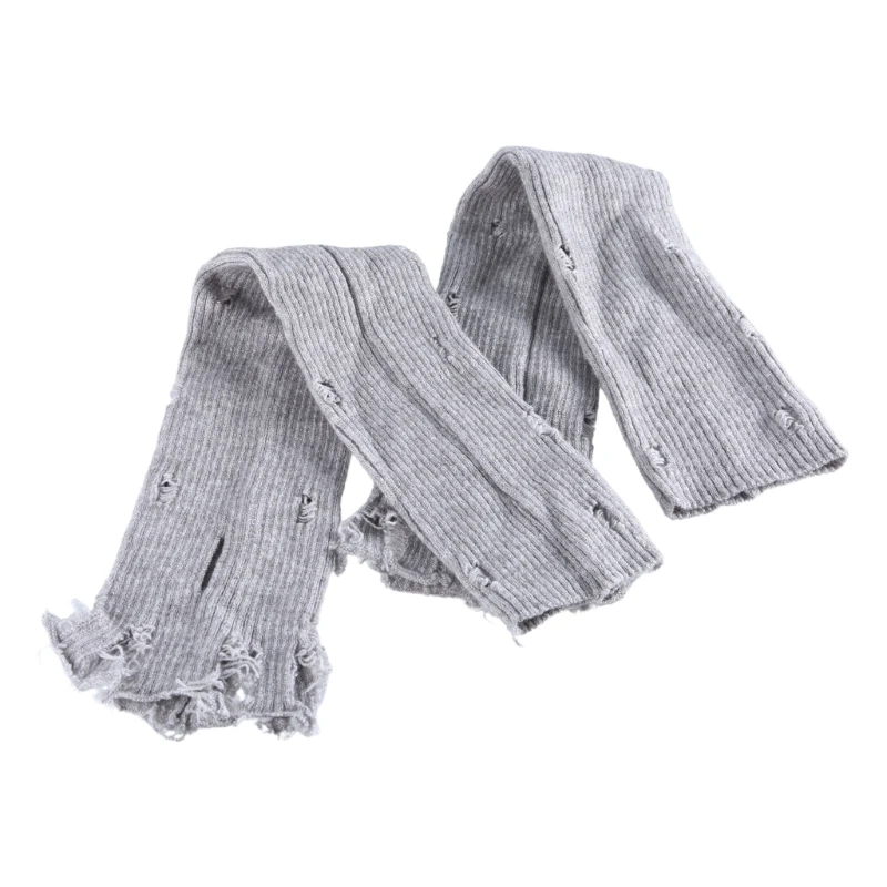 Y2K Distressed Fingerless Gloves for Women Fashion Knitting Arm Sleeves Decorative Gloves for Teens Girls Casual Gloves