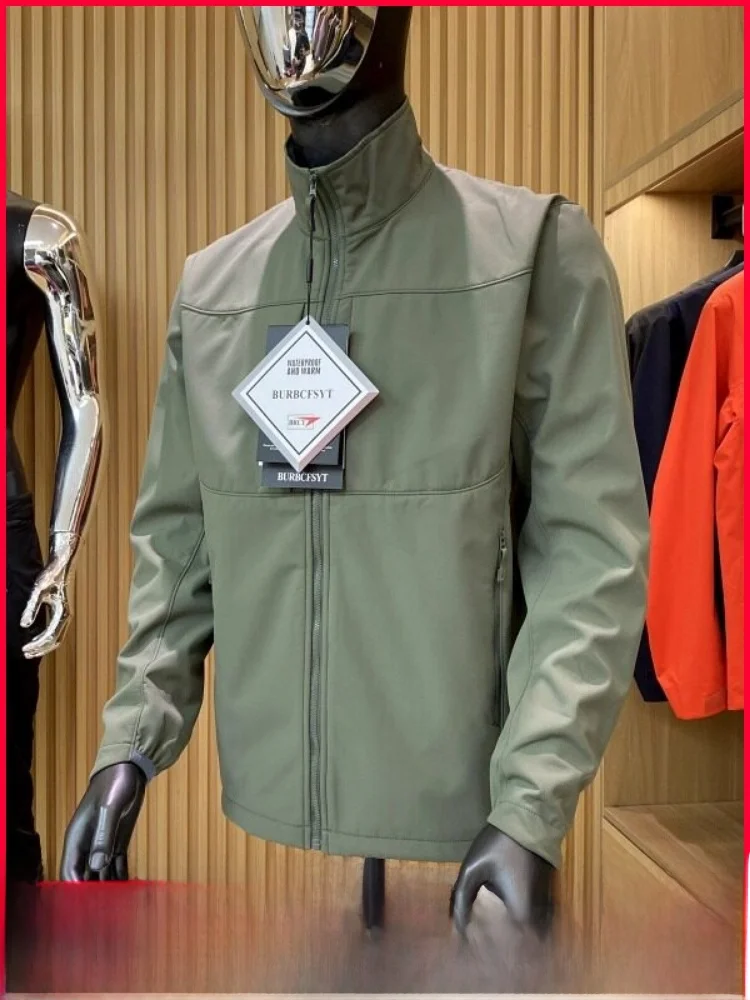 

Мужская повседневная куртка с флисовой подкладкой и воротником-стойкой, теплая ветровка для активного отдыха, осенне-зимняя новинка, верхняя одежда