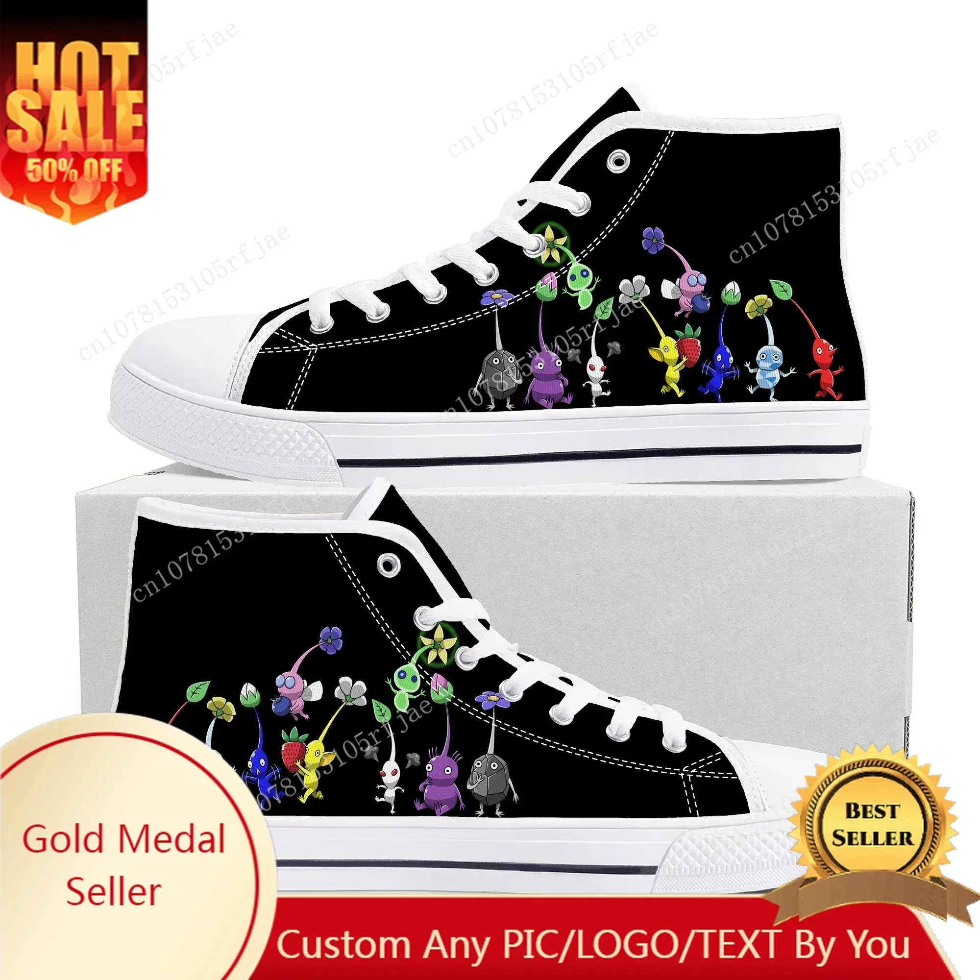 

Pikmin High Top Sneakers Hot Cartoon Game Mens Womens Teenager High Quality Fashion Canvas Shoes Casual Tailor Made Sneaker