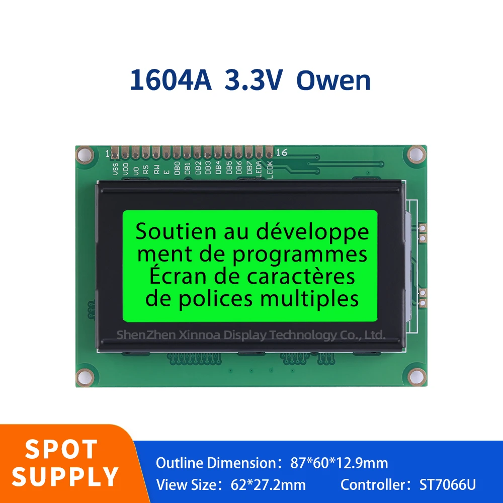 

Character LCD Module Display Screen Industrial Computer Green Light Black Letters European 1604A 3.3V LCM LCD Display Screen