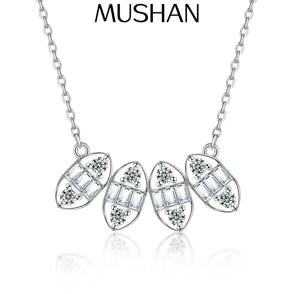 

MuShan Brand Jewelry 925 Sterling Silver Necklace Zircon 5A Grade Classic Office Women Rhodium Plated Premium Jewelry Pendant