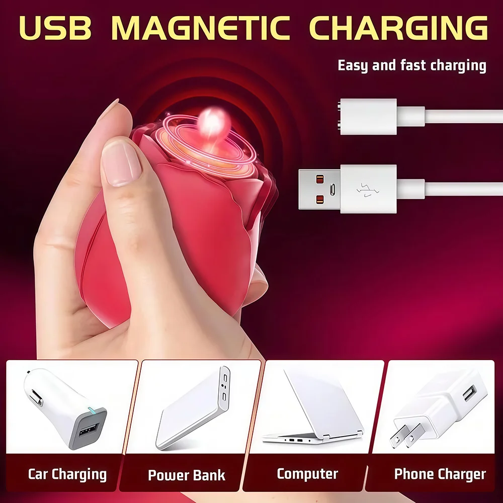 10 Speed Rose Suker Vibrator G-spot Dildo Clitoris Stimulating Sucking Female Sex Toy USB Rechargeable Rose-shaped Mini Massager - Image 4