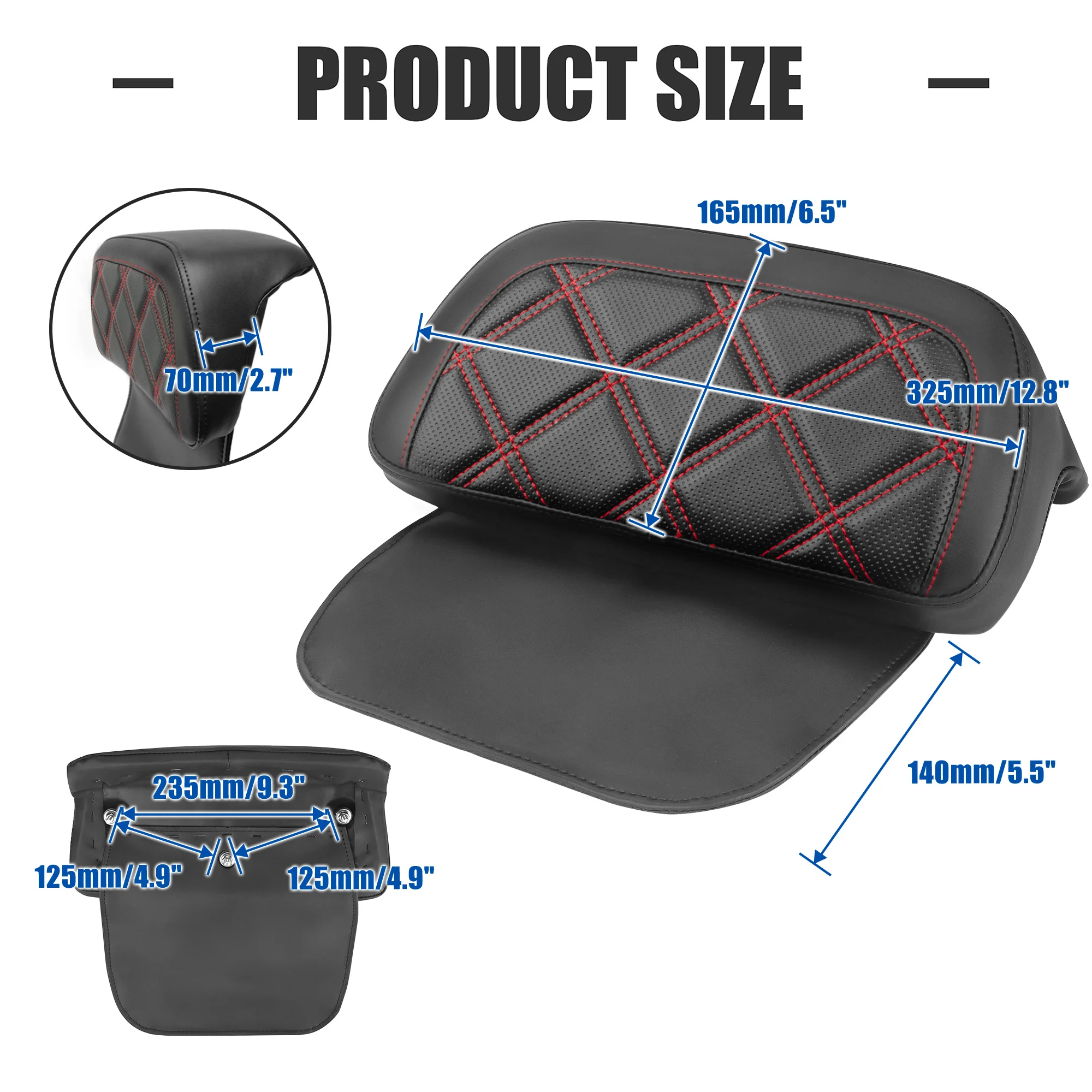 Motorcycle Red Backrest Pad Trunk Backrest Pads for Harley Road Glide Road King Street Glide Tri Glide FLHTKSE 2014-2024