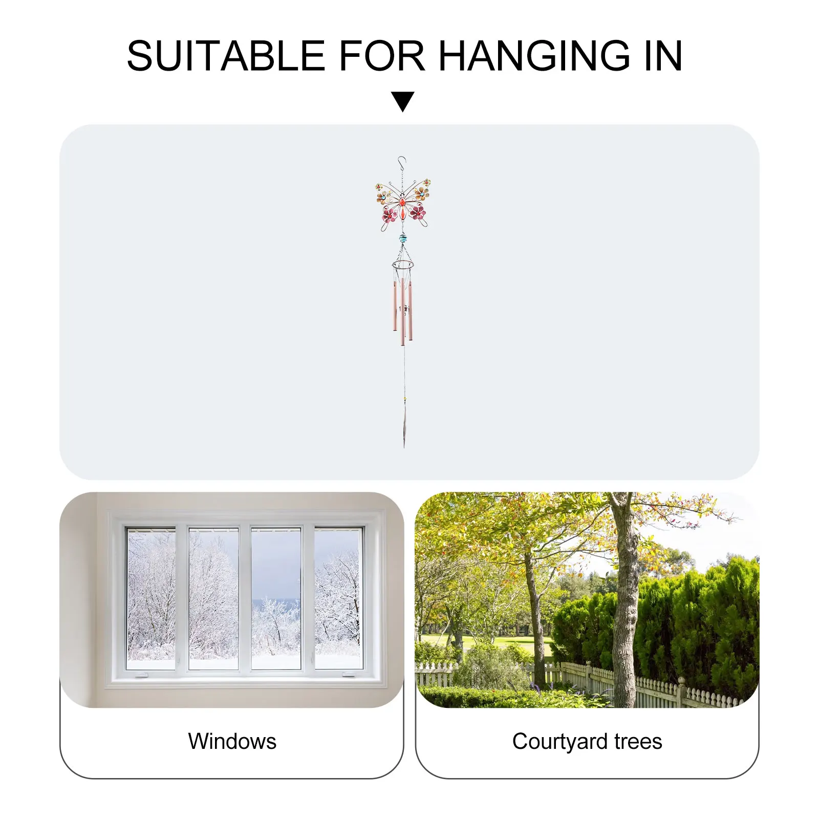 

1Pcs Rustproof Iron Butterflies Wind Bell Decorative Pendant Hanging Patio Balcony Wind Chime Home Wall Pendant