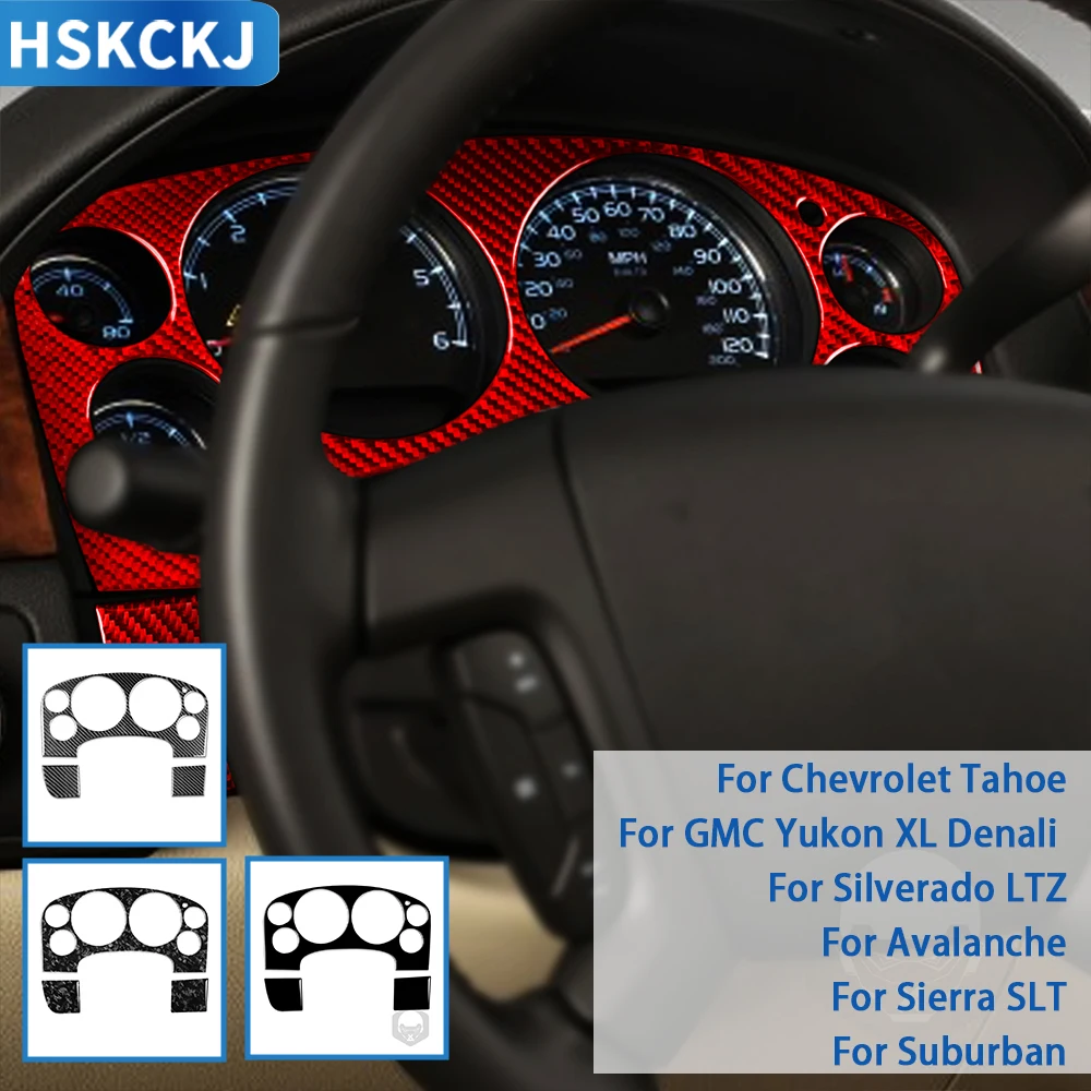 For Chevrolet Silverado Tahoe Avalanche GMC Sierra 2007-2013 Accessories Carbon Fiber Car Interior Speedometer Surround Stickers