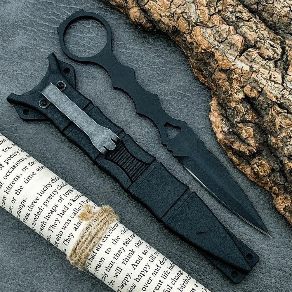 Tragbares Full-Tang-Taschenwerkzeug, robuste 440C Feststehende Klinge mit Scheide, multifunktionales Design, geeignet für Camping und Outdoor-Aktivitäten