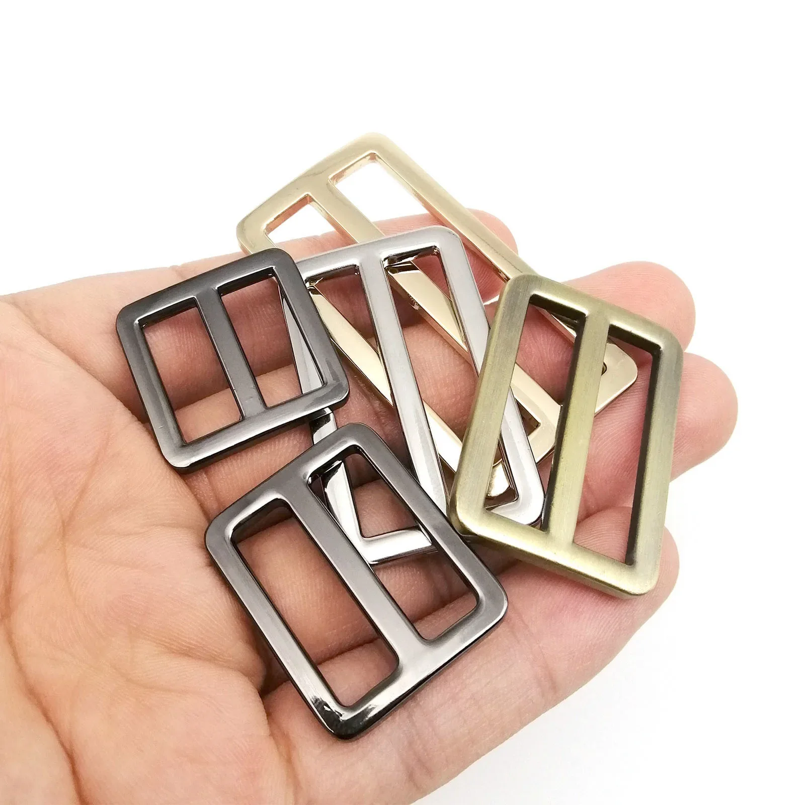 Metal High Quality Thickened Leather Adjust Tri-glide Pin Roller Buckle Slider Webbing Backpack Hooks Loops DIY Accessories