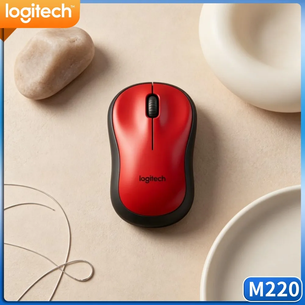 Logitech M220 Quiet Mouse 1000DPI Optical Tracking Ambidextrous Shape For PC Mac Notebook Desktop Office Home Windows Macos
