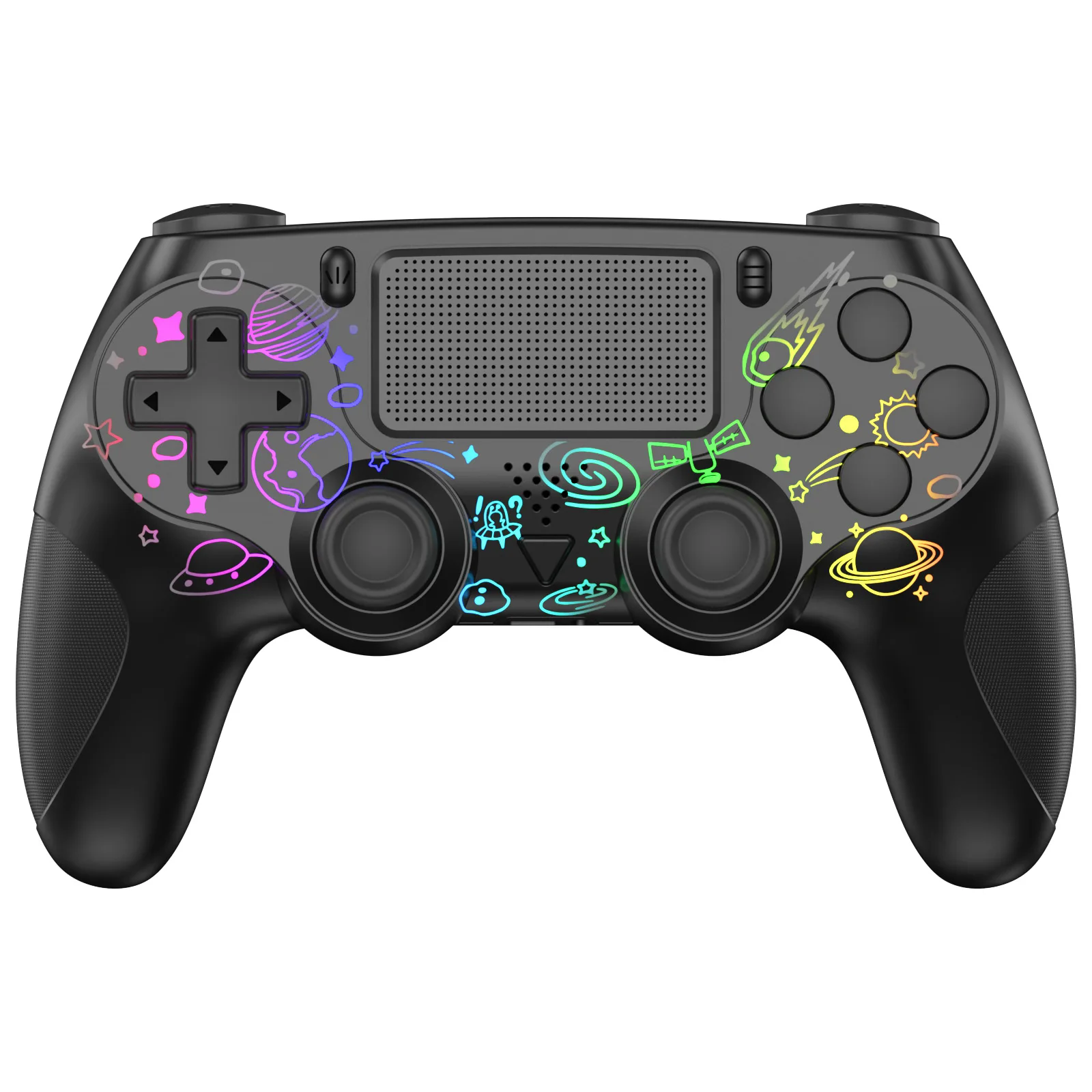 Wireless Bluetooth Gamepad for PS4 Console, RGB LED Light Touch Panel Macro Programmable Buttons Dual Shock Vibration Controller