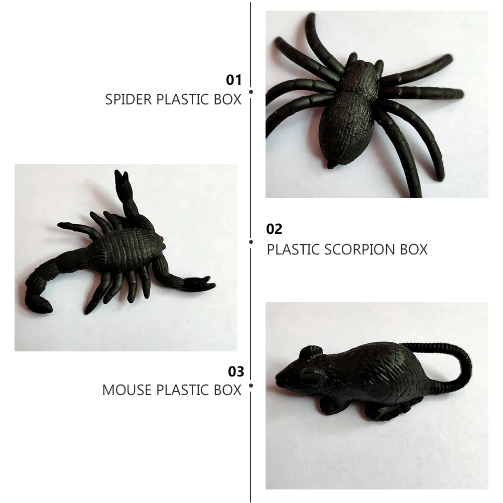 

3 Pcs Halloween Simulated Bug Toy Prank Scary Spider Decoration Set Indoor Party Trick Box Vivid Creepy Plastic Decor Prank Toys