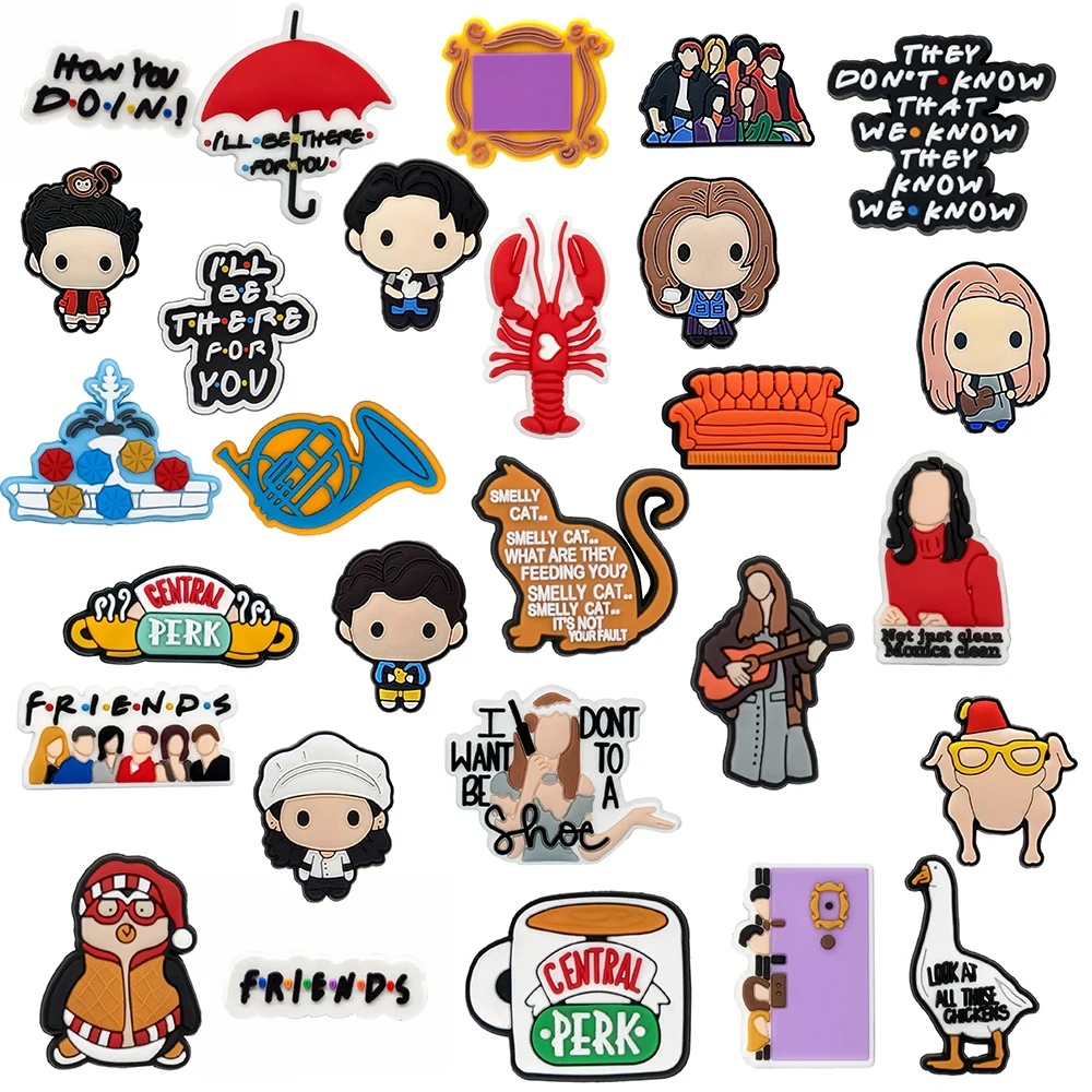 

28pcs/set Old Friends Cartoon series Shoe Decoration Designer for Shoe Charms Accessories for Classic Clog Kids Gifts