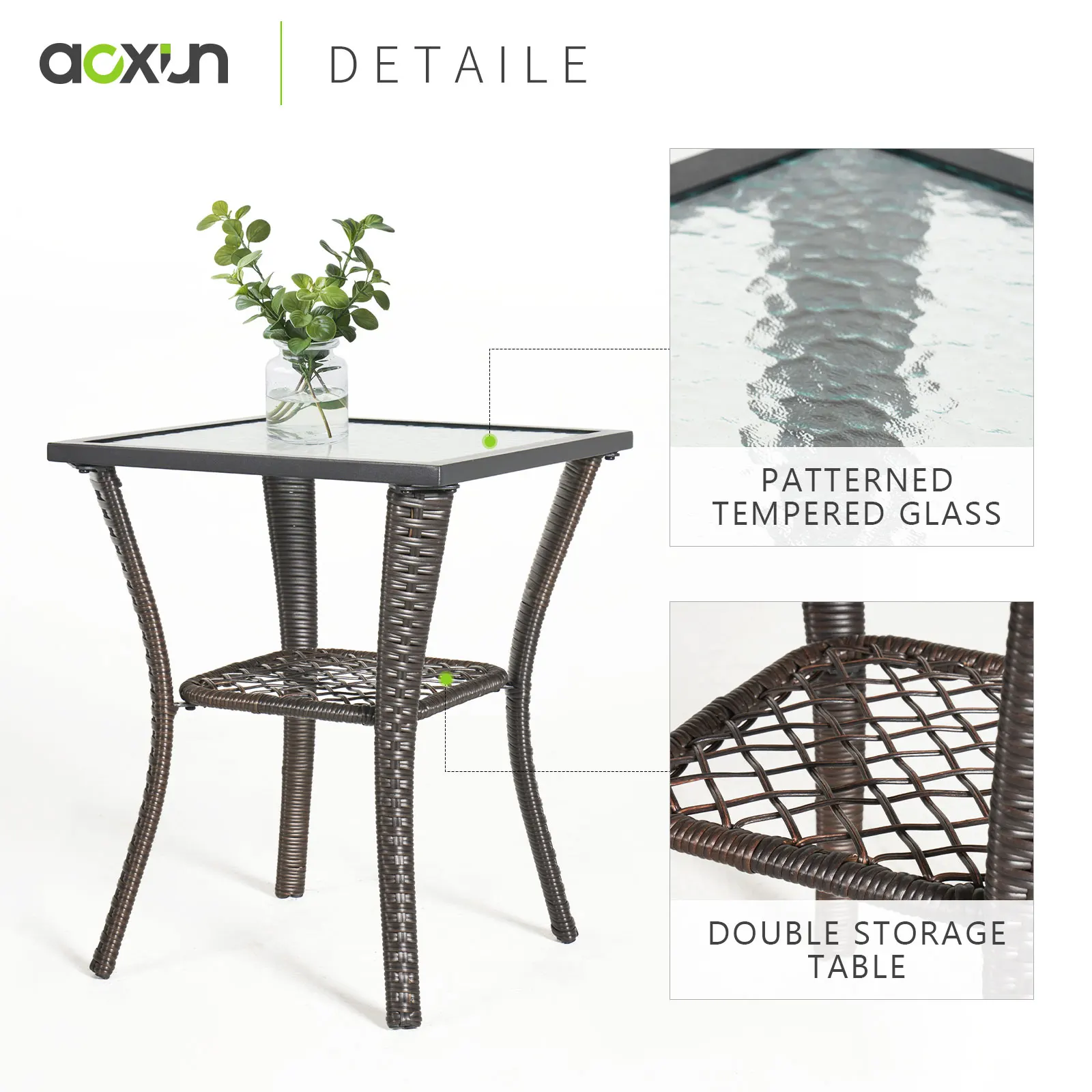 3 Pieces Patio Set Outdoor Wicker Rattan Swivel Rocker Chairs Set of 2 with Small Side Table Patio Bistro Set with Rocking Chair