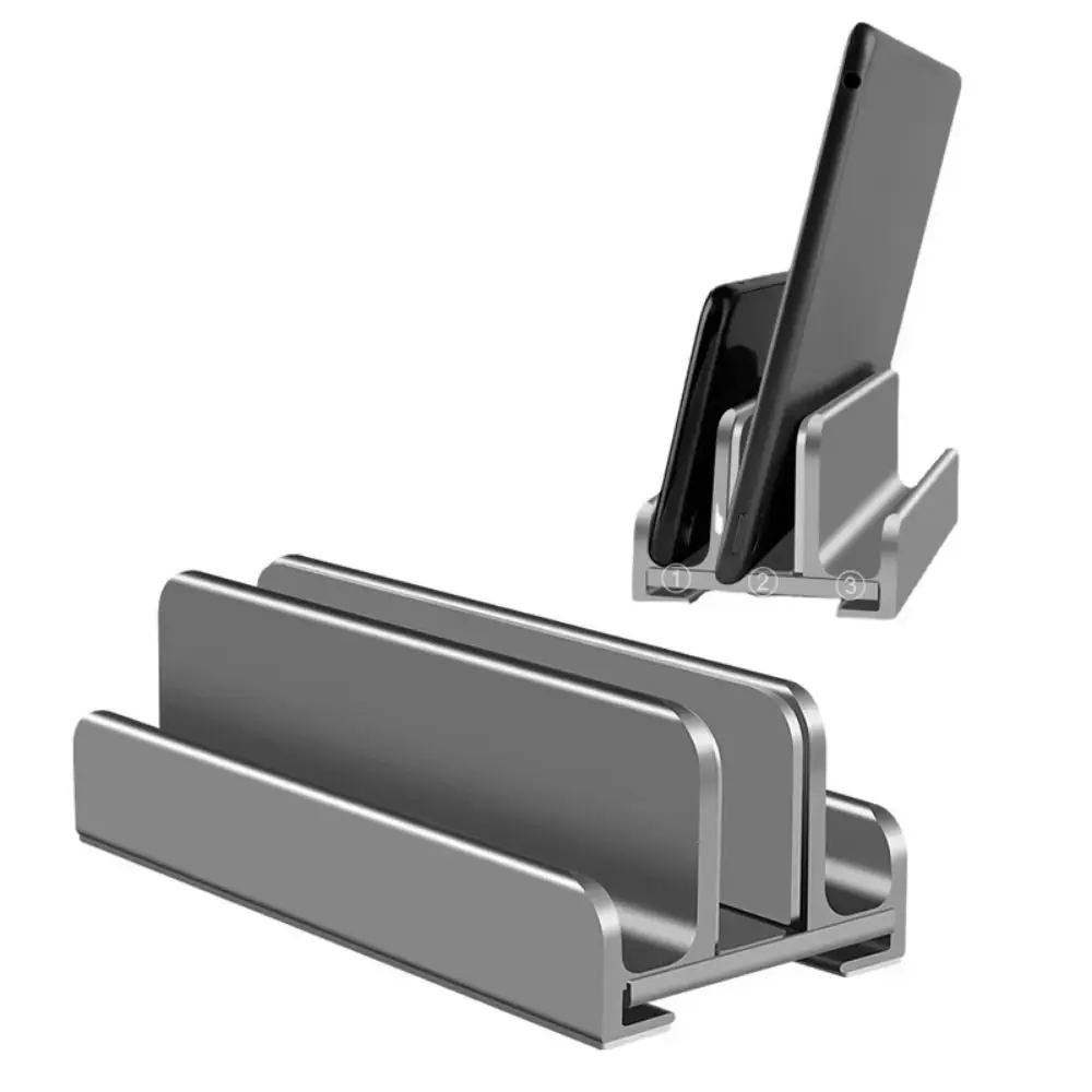 1/2/3 Slots Vertical Laptop Stand Space-Saving Adjustable Aluminum Laptops Holder Rust-proof Wear-resistant