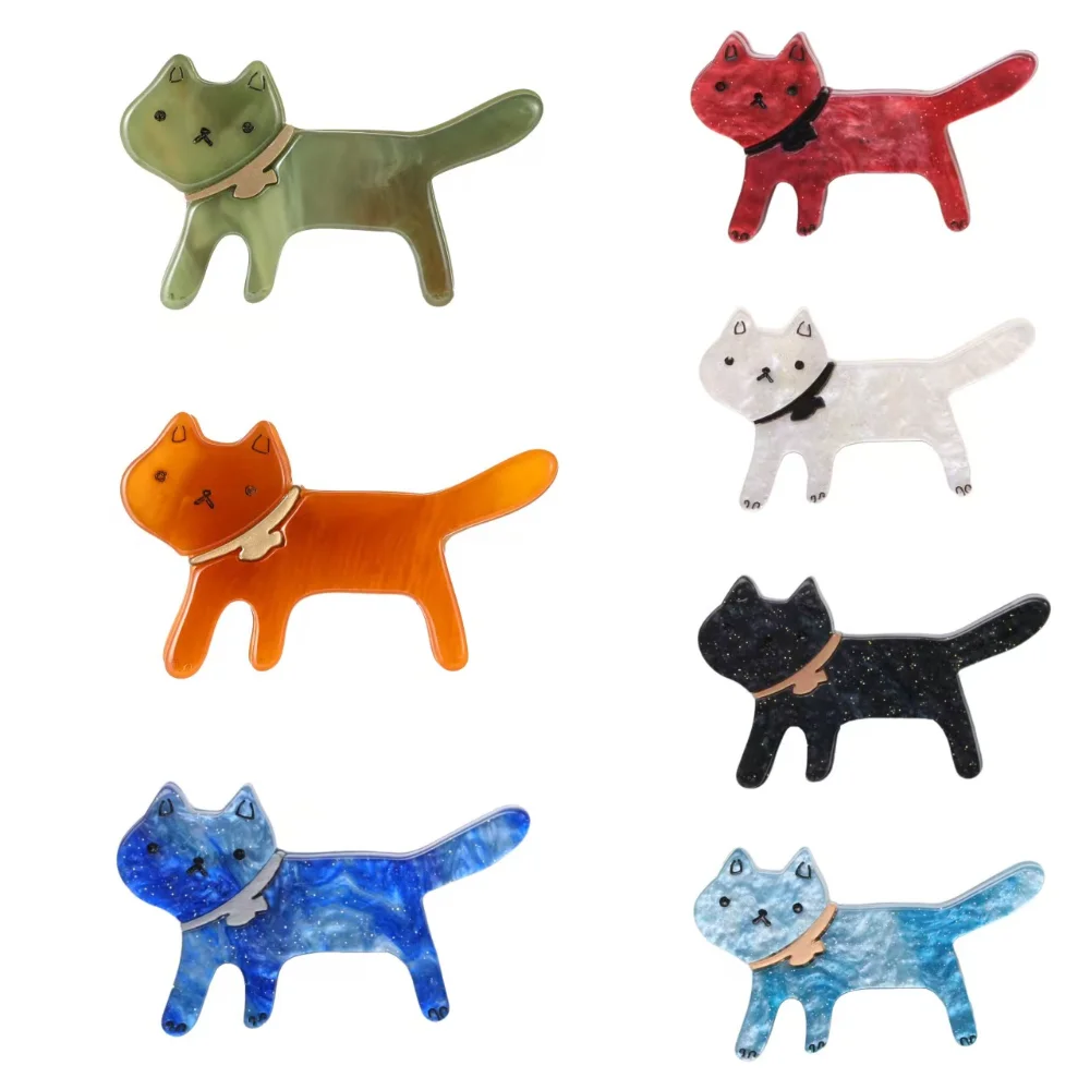 Healing Rainbow Cat Multi Color Optional Pin Acetic Acid Sheet Acrylic Brooch Banquet Formal Coat Suit Decoration Accessories