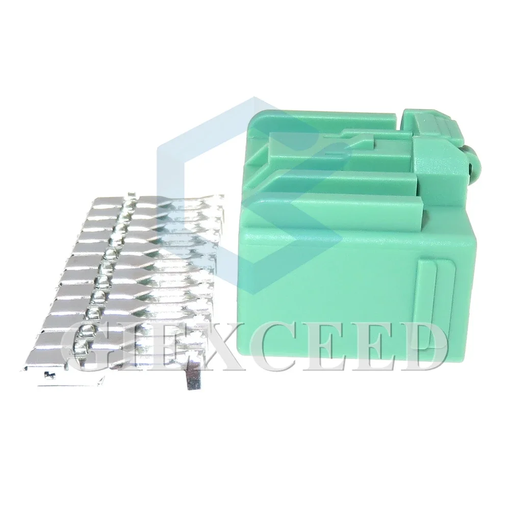 1 Set 12 Pin 2.8 Series Electrical Connector Green Plastic Housing Unsealed Plug AC Assembly Auto Audio Wire Harness Socket