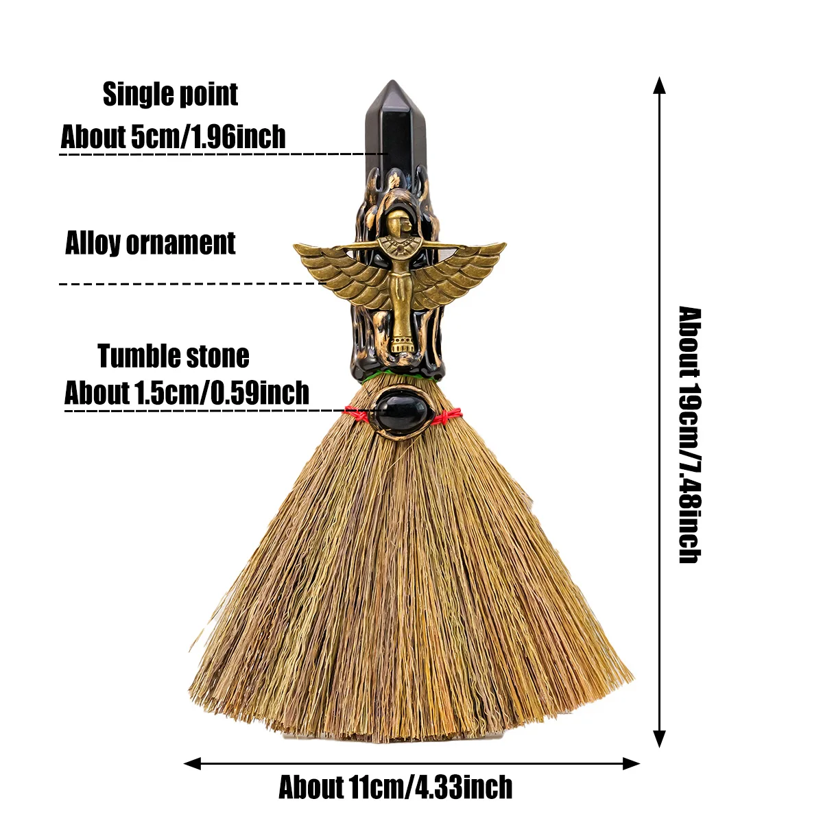1pc Natural Crystal Single-Pointed Column Broom Amethyst Magic Broom Purifying Energy Home Desktop Decor Handicraft Holiday Gift