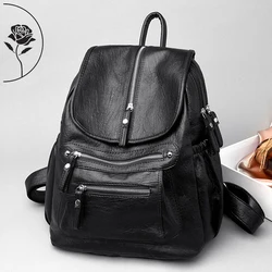 2024 New Fashion Women Backpack High Quality Leather Backpack Casual Shoulder Bags School Bags Large Capacity Travel Backpacks