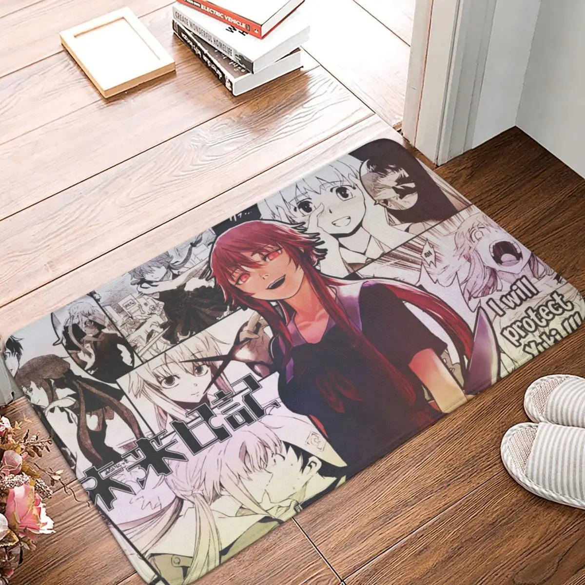 Manga Cut Non-slip Doormat Future Diary Yandere Bath Kitchen Mat Outdoor Carpet Home Pattern Decor