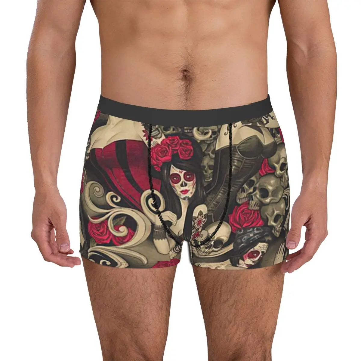 Alexander Henry Fabrics Las Elegantes - Day Of The Dead Pinups Underpants Cotton Panties Men's Underwear Ventilate Shorts