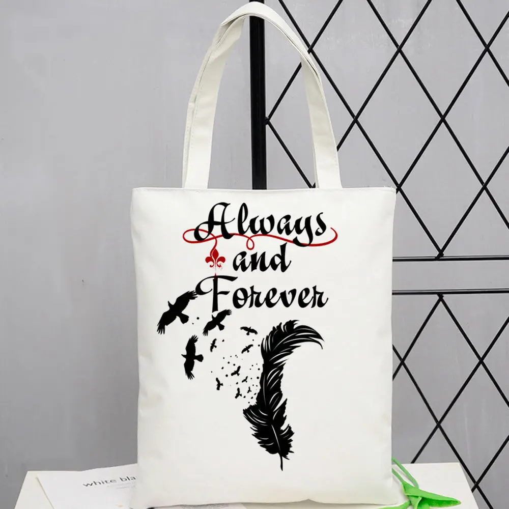 the Vampire Diaries Canvas Tote Bags Daily Use Art Supplies Insulated Durable Shopping Bag Sustainable Insulated Handmade