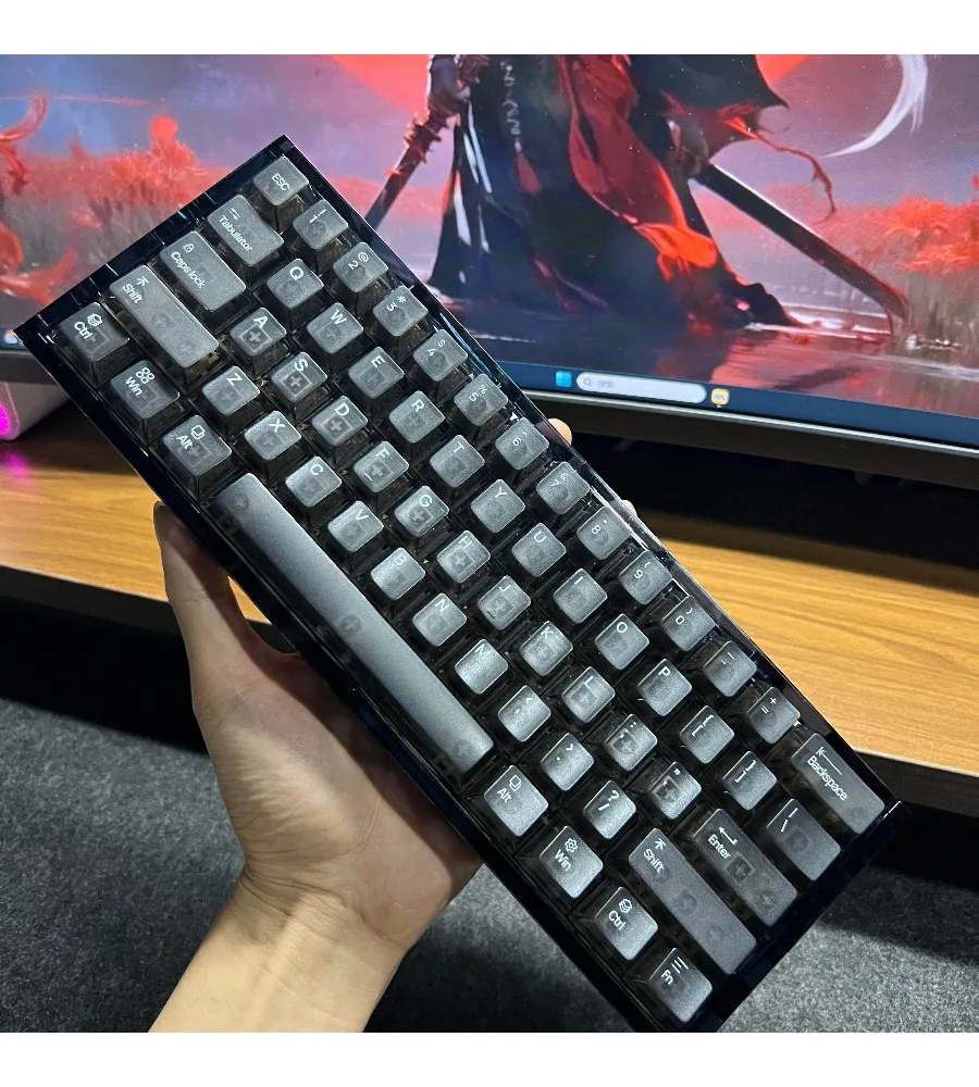 Original factory height from ace68wooting little bee night demon keycap (ice mist black through) ice mist PC
