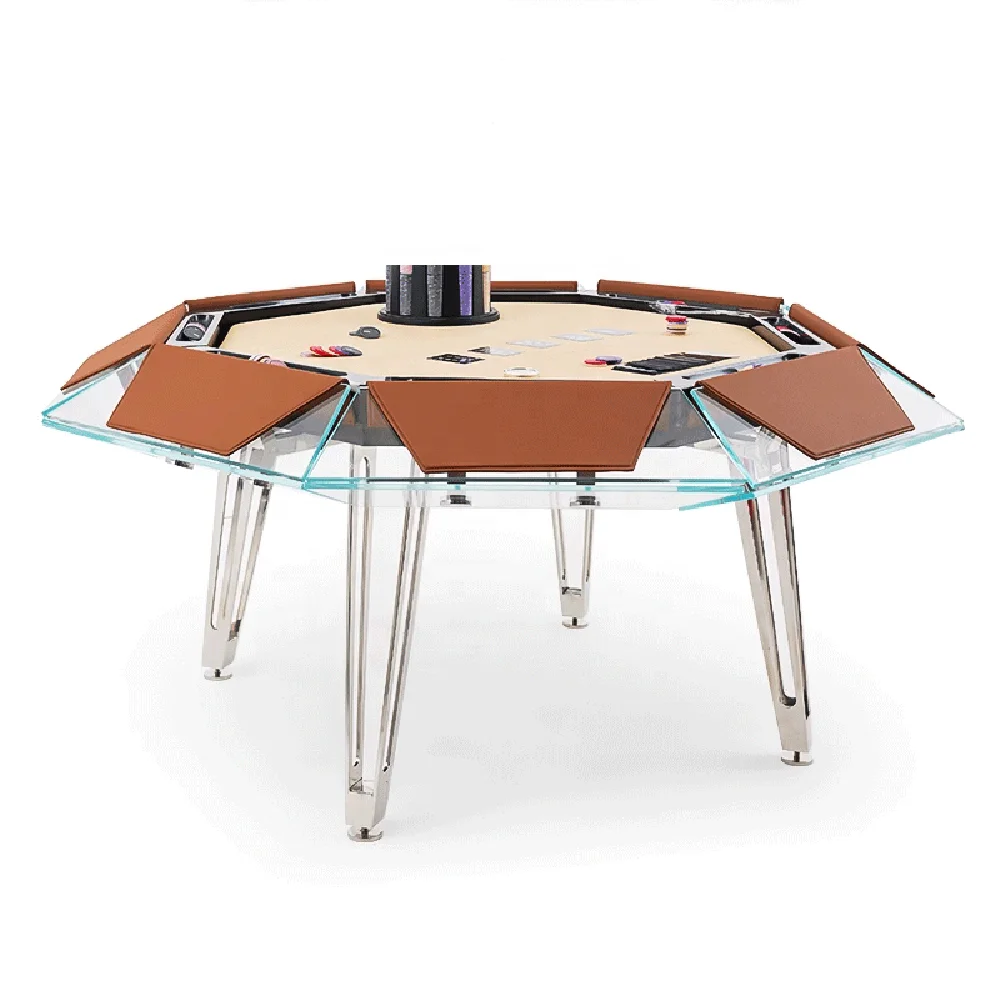 High Quality Custom Octagon Wood Indoor Texas Poker Table for Recreational Clubs and Chess Games Durable Luxury Design