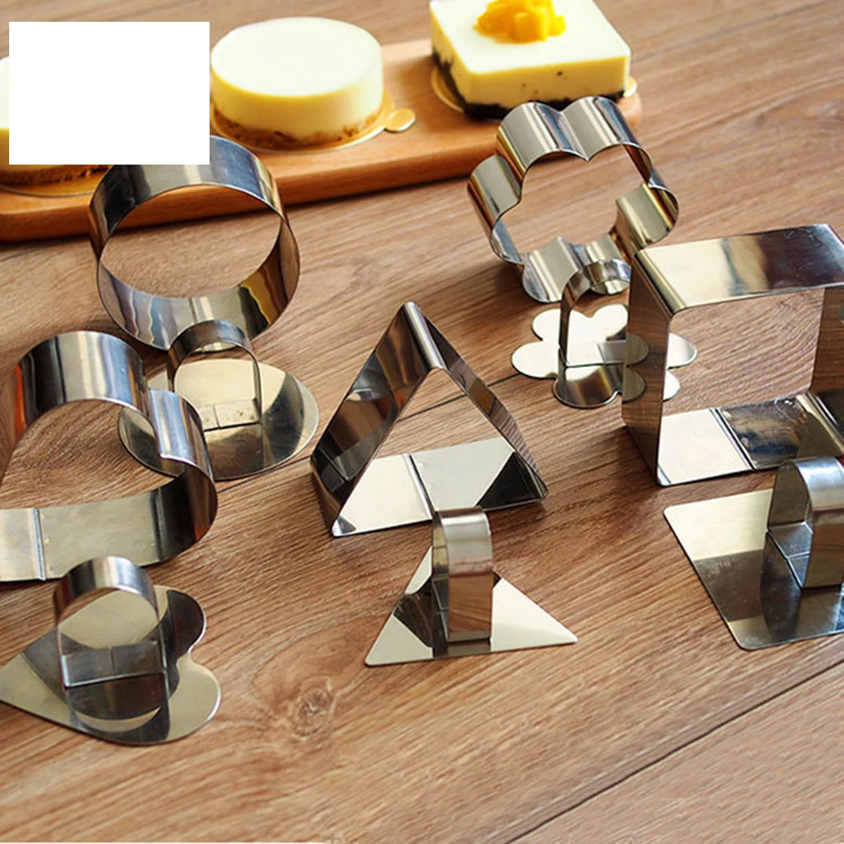 

2 pcs Stainless Steel Mousse Mold Cake Cooking Ring Cutters Pusher Baking Layering Dessert Mold Kitchen Bartender Tools