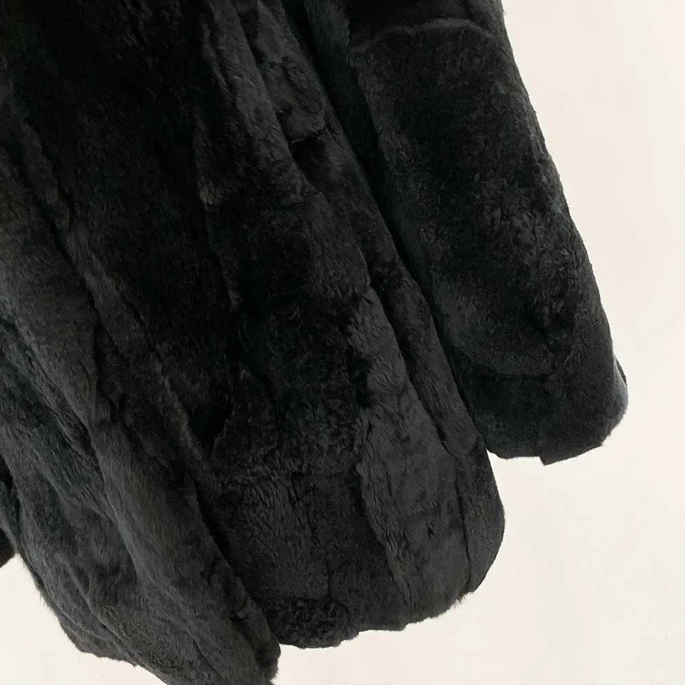 OFTBUY Real Rabbit Fur Coat Winter Fashion Woman Real Fur Jacket Lady Luxury Warm Black Ostrich Feather Coat Manteau Femme 2026