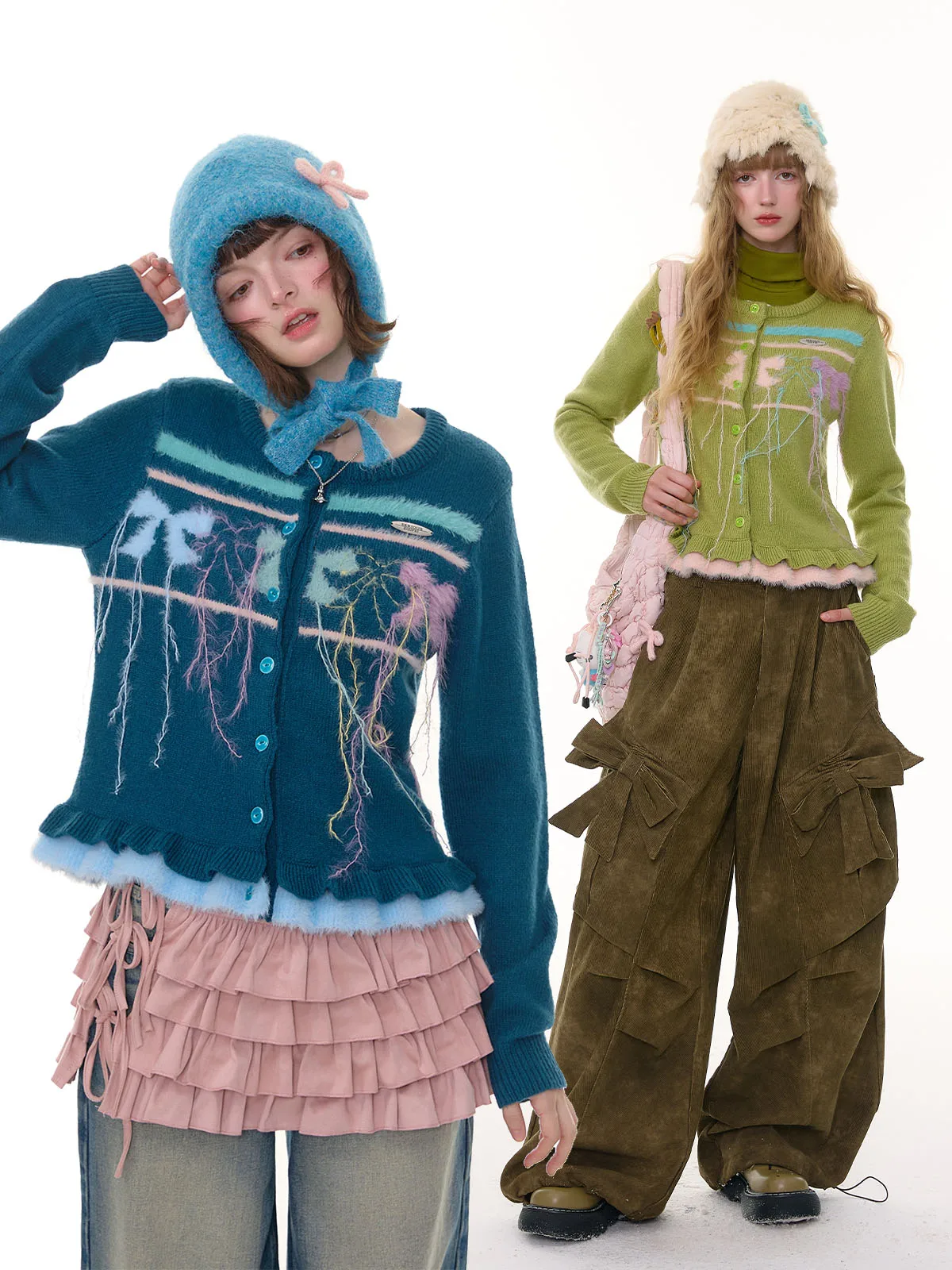 

ZiziFei Осенне-зимний кардиган в американском ретро-стиле с узлами и драпировкой, мягкий, уютный, для женщин, модный, для повседневной носки