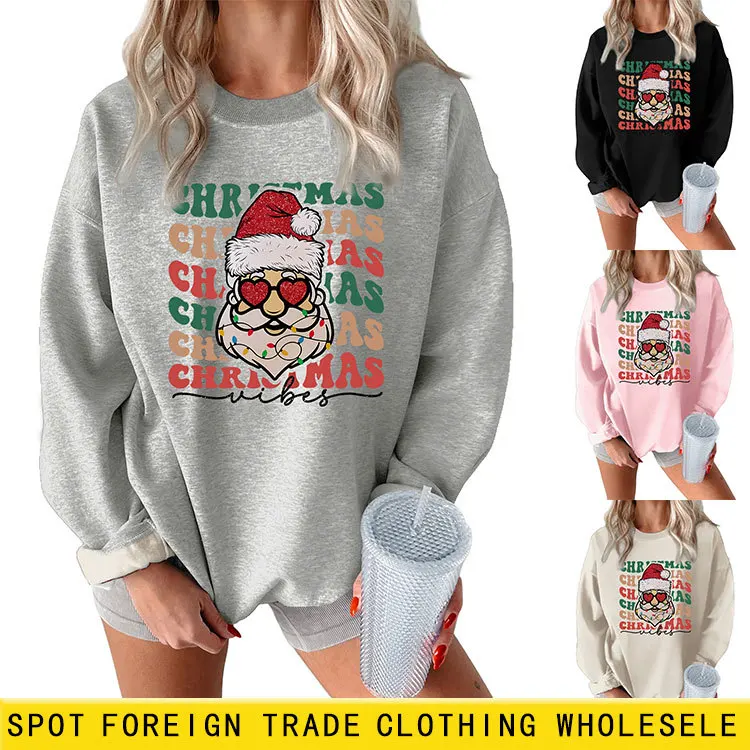 Women's Sweatshirt Autumn Winter Female Thicken Pullovers Tops Santa Claus Fun Personalized Plush Hoodie Women's Clothing